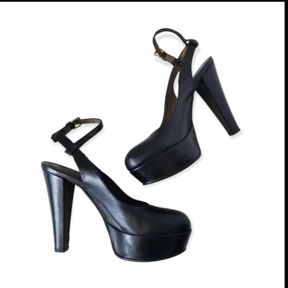 Marni Black Chunky Slingback Heels - Picture 2 of 16